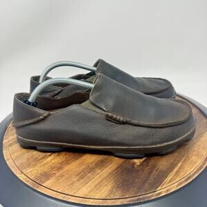 Olukai Moloa Slip On Brown Leather Loafer Shoes Men's Size 10.5